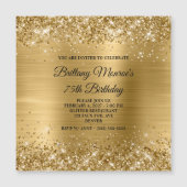 Glittery Gold Foil 75. Geburtstag Magneteinladung (Vorderseite)