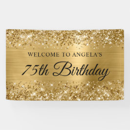 Glittery Gold Foil 75. Geburtstag Willkommen Banner