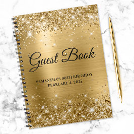 Glittery Gold Foil 90. Geburtstag Gästebuch Notizblock