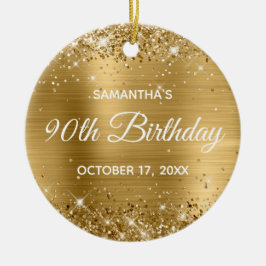 Glittery Gold Foil 90. Geburtstag Keramik Ornament