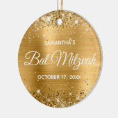 Glittery Gold Foil Bat Mitzvah Keramik Ornament (Links)