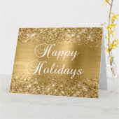 Glittery Gold Foil Big Happy Holidays Karte (Gelbe Blume)