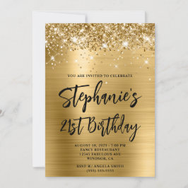 Glittery Gold Foil Bold 21. Geburtstag Einladung
