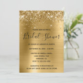 Glittery Gold Foil Brautparty Einladung (Stehend Vorderseite)