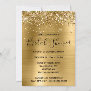 Glittery Gold Foil Brautparty Einladung