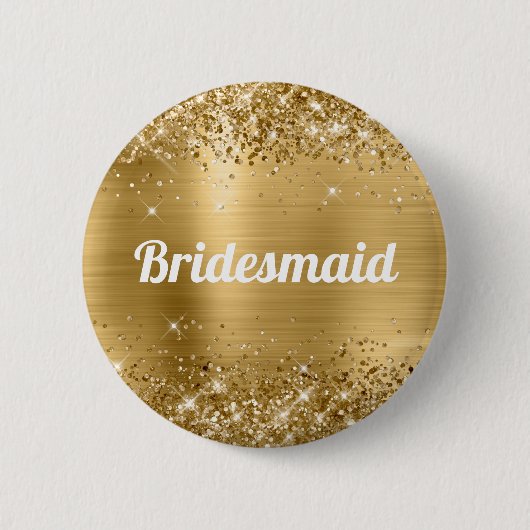 Glittery Gold Foil Bridesmaid Button (Vorderseite)