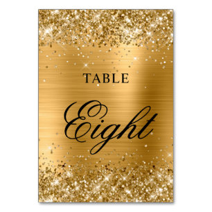 Glittery Gold Foil Extravagant Classic Calligraphi Tischnummer