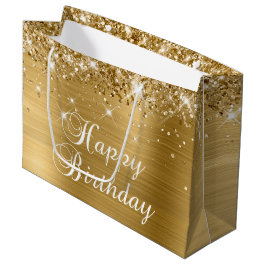 Glittery Gold Foil Extravagant Happy Birthday Große Geschenktüte