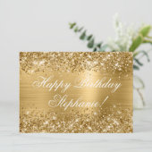 Glittery Gold Foil Extravagant Happy Birthday Karte (Stehend Vorderseite)
