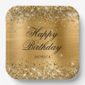 Glittery Gold Foil Extravagant Happy Birthday Pappteller (Vorderseite)