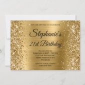 Glittery Gold Foil Extravagant Monogram 21. Geburt Einladung (Vorderseite)