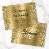 Glittery Gold Foil Extravagant Monogram 30. Geburt Einladung