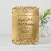 Glittery Gold Foil Extravagant Monogram 30. Geburt Einladung (Stehend Vorderseite)