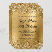 Glittery Gold Foil Extravagant Monogram 30. Geburt Einladung (Vorne/Hinten)