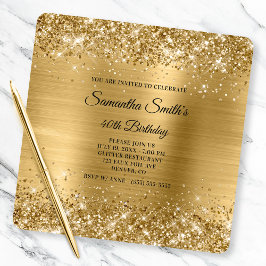 Glittery Gold Foil Extravagant Monogram 40. Geburt Einladung