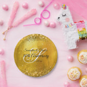 Glittery Gold Foil Extravagant Monogram 50 Jahre Pappteller (Party)