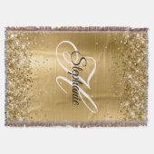 Glittery Gold Foil Extravagant Monogram Decke (Vorderseite)