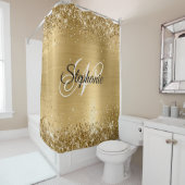 Glittery Gold Foil Extravagant Monogram Duschvorhang (Beispiel)