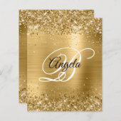 Glittery Gold Foil Extravagant Monogram Einladung (Vorne/Hinten)