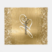 Glittery Gold Foil Extravagant Monogram Fleecedecke (Vorderseite (Horizontal))