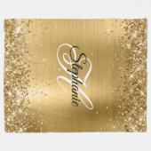 Glittery Gold Foil Extravagant Monogram Fleecedecke (Vorderseite (Horizontal))
