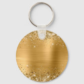 Glittery Gold Foil Extravagant Monogram Schlüsselanhänger (Rückseite)