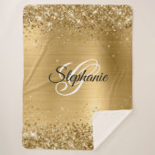 Glittery Gold Foil Extravagant Monogram Sherpadecke (Vorderseite)