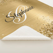 Glittery Gold Foil Extravagant Monogram Sherpadecke (3/4)