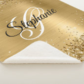 Glittery Gold Foil Extravagant Monogram Sherpadecke (3/4)