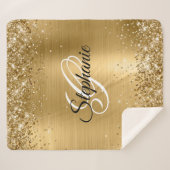 Glittery Gold Foil Extravagant Monogram Sherpadecke (Vorderseite (Horizontal))
