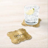 Glittery Gold Foil Extravagant Monogram Untersetzer (Vor Ort)