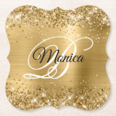 Glittery Gold Foil Extravagant Monogram Untersetzer (Vorderseite)