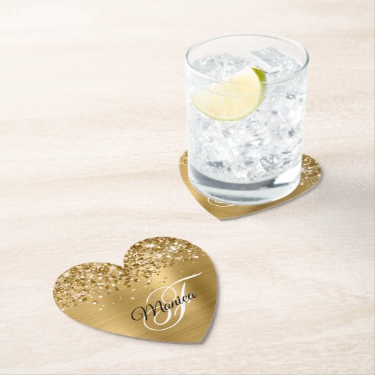 Glittery Gold Foil Extravagant Monogram Untersetzer (Vor Ort)