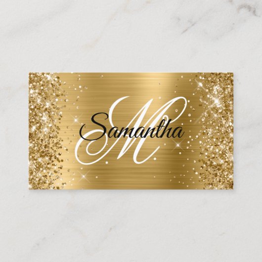 Glittery Gold Foil Extravagant Monogram Visitenkarte (Vorderseite)