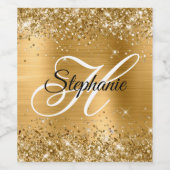 Glittery Gold Foil Extravagant Monogram Weinetikett (Einzelnes Label)