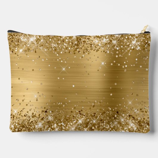 Glittery Gold Foil Extravagant Monogram Zubehörtasche (Rückseite)