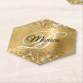 Glittery Gold Foil Extravagantes Monogramm gepoini Untersetzer (angewinkelt)
