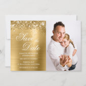 Glittery Gold Foil Foto Save The Date (Vorderseite)