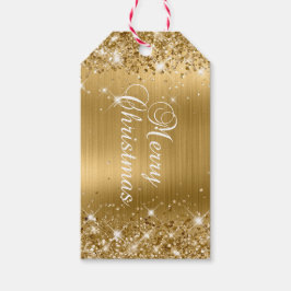 Glittery Gold Foil Frohe Weihnachten Geschenkanhänger