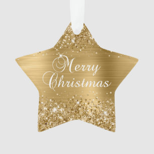 Glittery Gold Foil Frohe Weihnachten Ornament