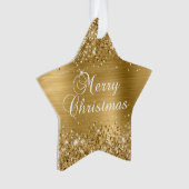 Glittery Gold Foil Frohe Weihnachten Ornament (Vorderseite)