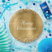 Glittery Gold Foil Frohe Weihnachten Pappteller (Party)