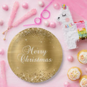 Glittery Gold Foil Frohe Weihnachten Pappteller (Party)