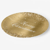 Glittery Gold Foil Frohe Weihnachten Pappteller (Schrägansicht)