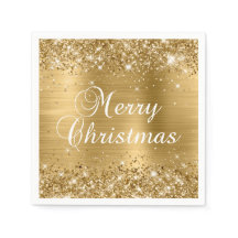 Glittery Gold Foil Frohe Weihnachten