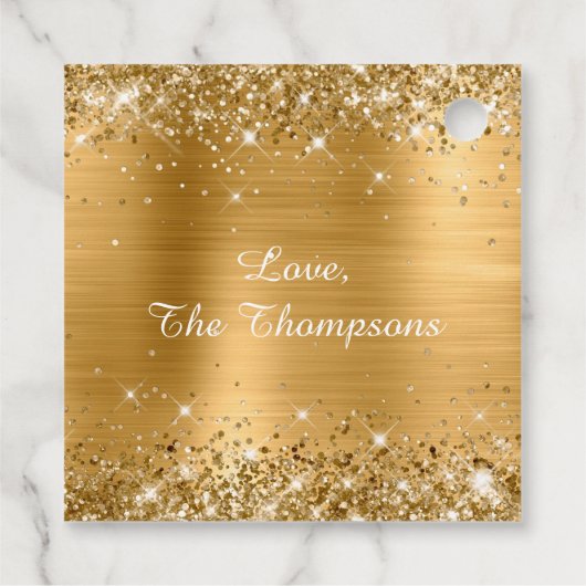 Glittery Gold Foil Frohe Weihnachtsgeschenke Geschenkanhänger (Rückseite)