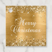Glittery Gold Foil Frohe Weihnachtsgeschenke Geschenkanhänger (Vorderseite)