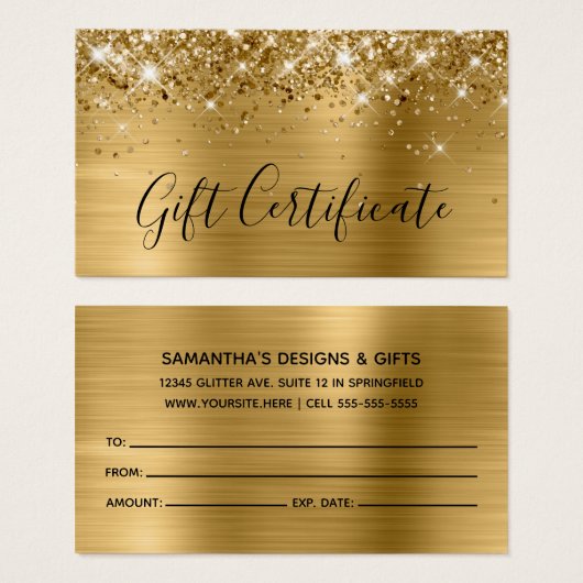Glittery Gold Foil Geschenkgutschein (Vorne & Hinten)