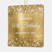 Glittery Gold Foil Glam 50. Geburtstag Keramikornament (Links)
