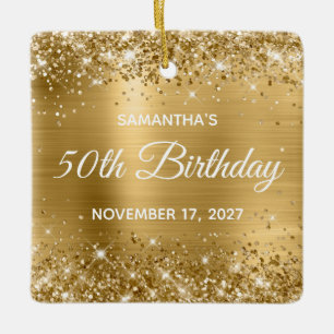 Glittery Gold Foil Glam 50. Geburtstag Keramikornament
